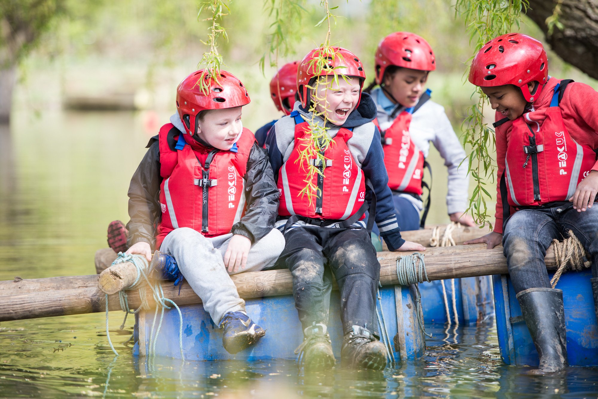 Cub scouts on a raft